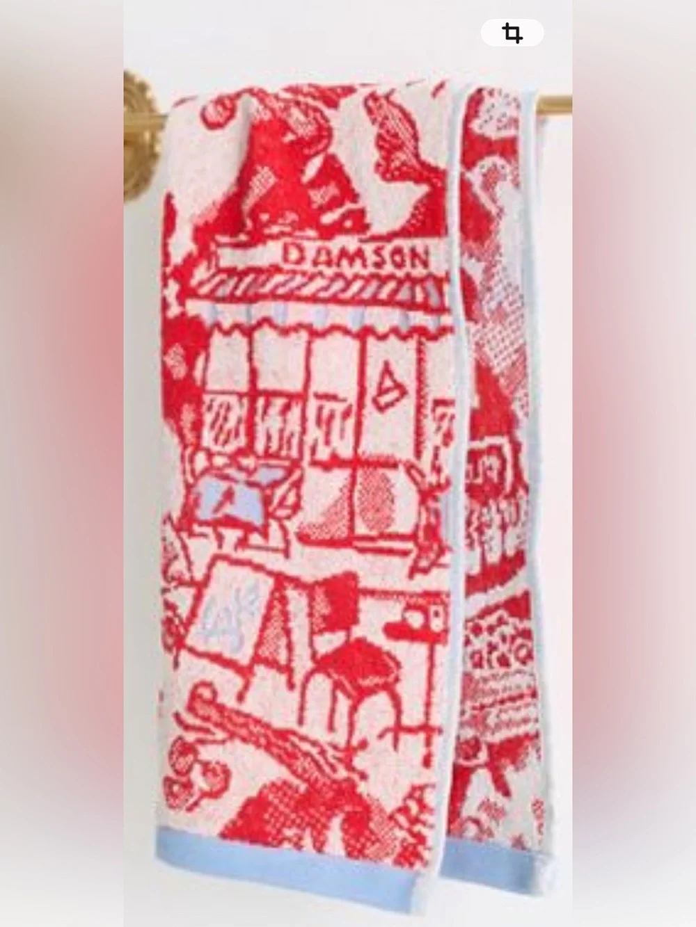 Anthropologie Damson Madder Redand White cotton woven Hand Towel